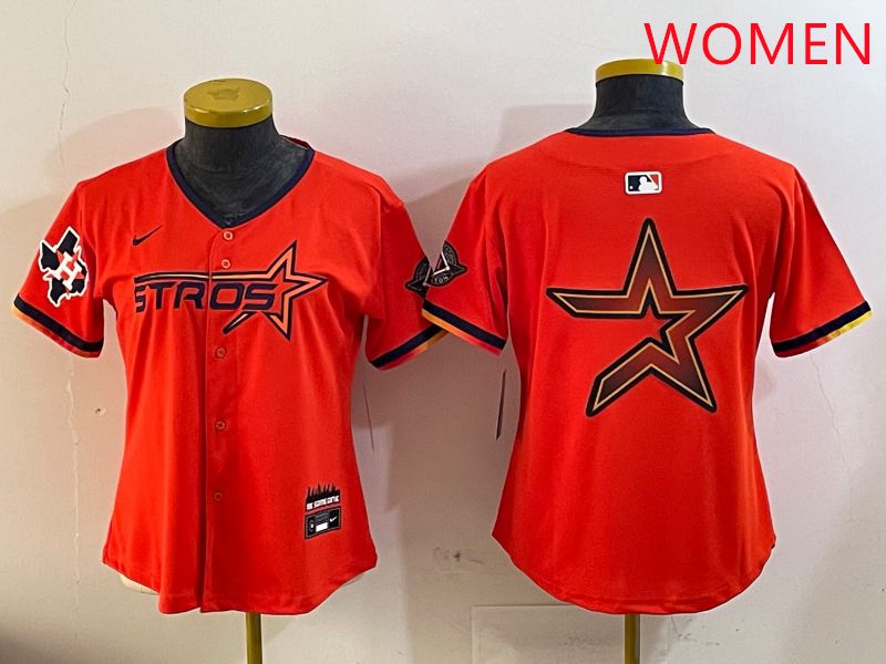 Women Houston Astros Blank Orange Three generations Joint Name 2025 Nike MLB Jersey style 12